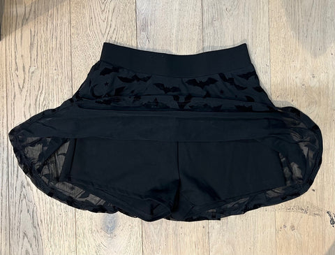 The Morbid Mini Skort - BATS - Flocked Velvet Skirt with Built In Shorts