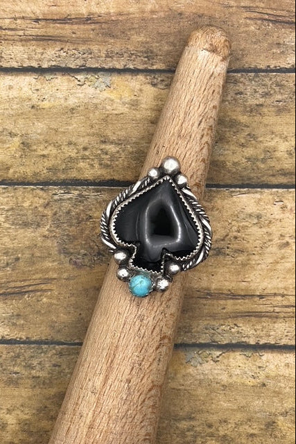 Buzz - Black Onyx and Turquoise Spade Ring
