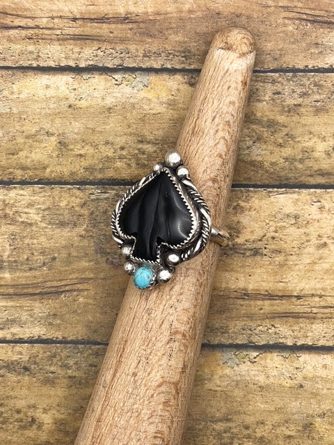 Buzz - Black Onyx and Turquoise Spade Ring