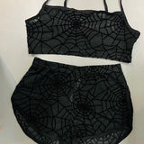 The Sinister Set - WEBS - Sheer Velvet Flocked Bra & Shorts Separates