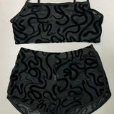 The Sinister Set - SNAKES - Sheer Velvet Flocked Bra & Shorts Separates