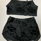 The Sinister Set - GOTHIC FLORAL - Sheer Velvet Flocked Bra & Shorts Separates