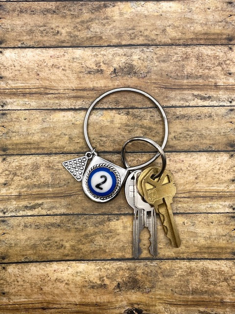 Steve - Round Ring Keychain with Billiard Ball #2 Detail
