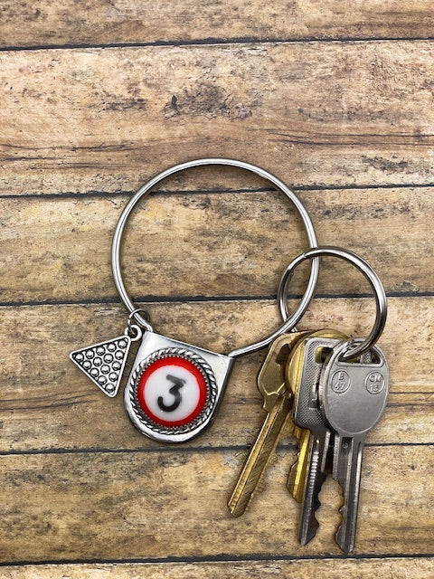 Sean - Round Ring Keychain with Billiard Ball #3 Detail