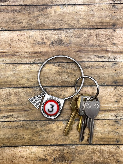 Sean - Round Ring Keychain with Billiard Ball #3 Detail
