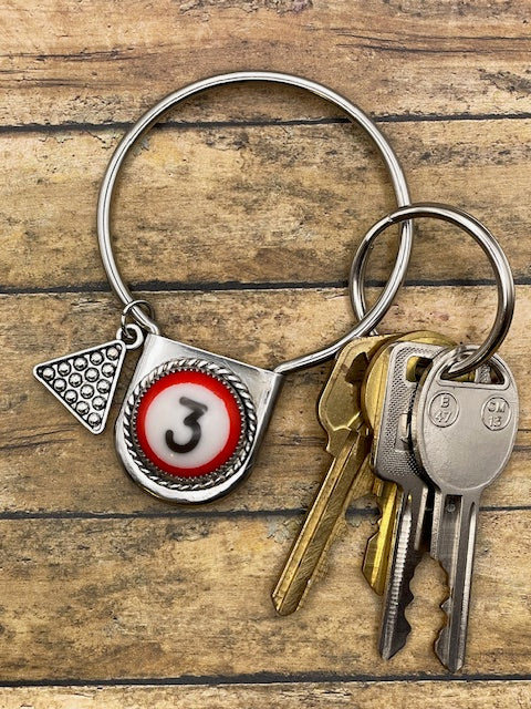 Sean - Round Ring Keychain with Billiard Ball #3 Detail