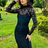 Persephone - Deadly Sheer Floral Lace Maxi Dress