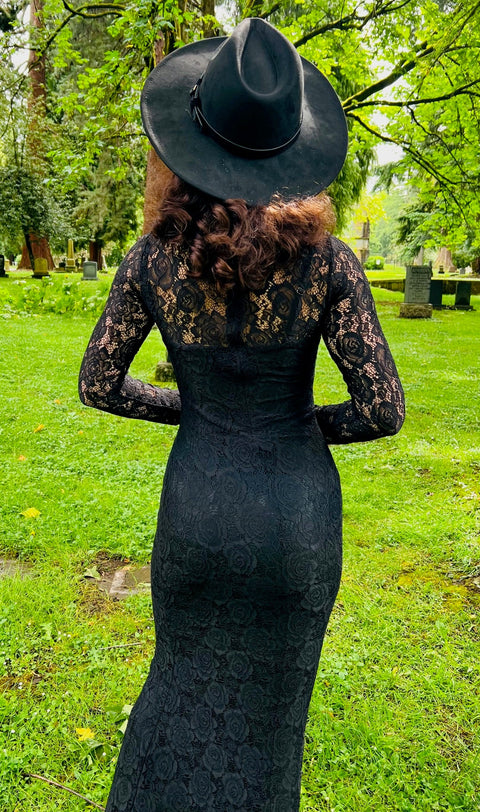 Persephone - Deadly Sheer Floral Lace Maxi Dress