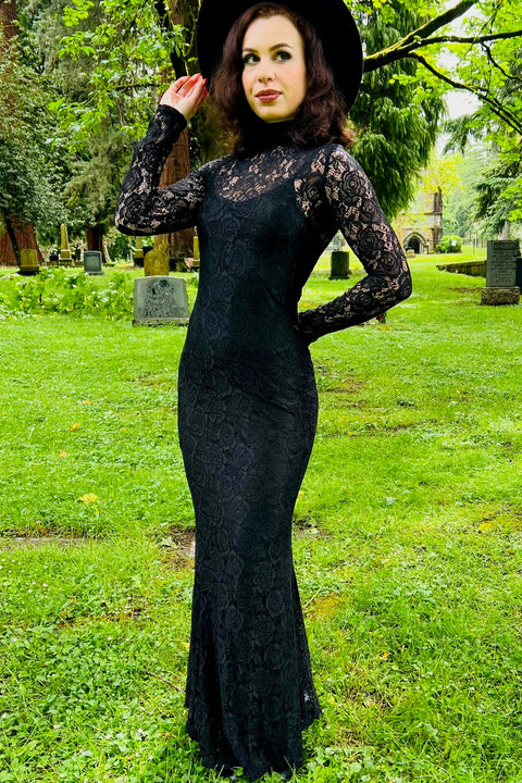 Persephone - Deadly Sheer Floral Lace Maxi Dress