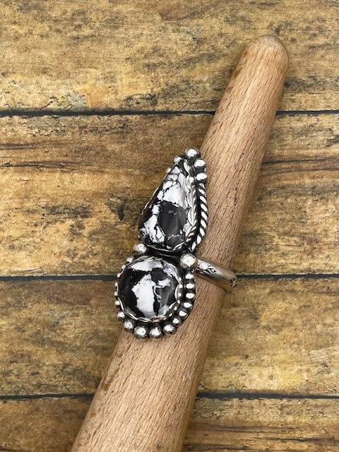 Amanda - White Buffalo Turquoise Double Gemstone Ring
