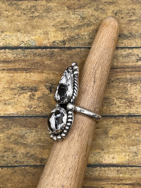 Amanda - White Buffalo Turquoise Double Gemstone Ring