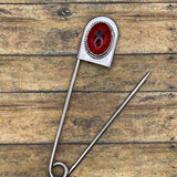 Winter - Jumbo Safety Pin with Black Scorpion in Red Resin Cabochon