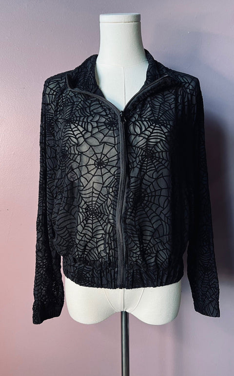 The Sinful Set - WEBS - Sheer Velvet Flocked Track Jacket & Jogger Separates