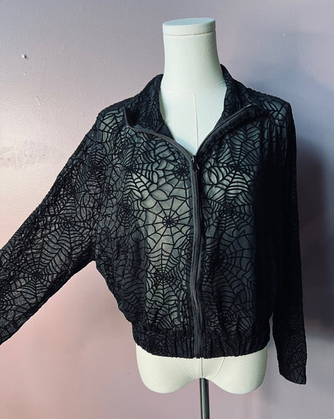The Sinful Set - WEBS - Sheer Velvet Flocked Track Jacket & Jogger Separates
