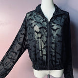 The Sinful Set - BATS - Sheer Velvet Flocked Track Jacket & Jogger Separates