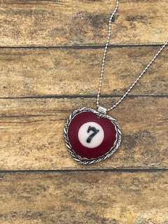 Sony - Small Billiard Ball Lucky #7 Heart Pendant Necklace