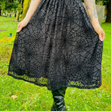The Aradia Full Skirt  - Velvet Spider Web Flocked