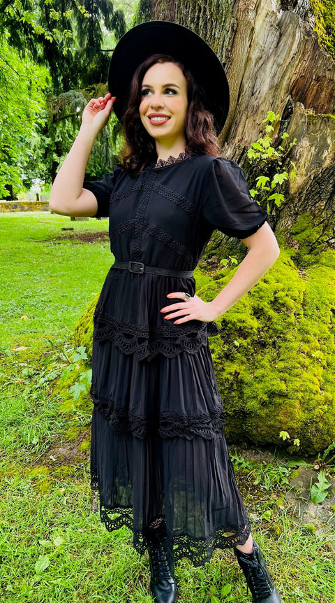 Annabel - Romantic Cottage Goth Tiered Dress