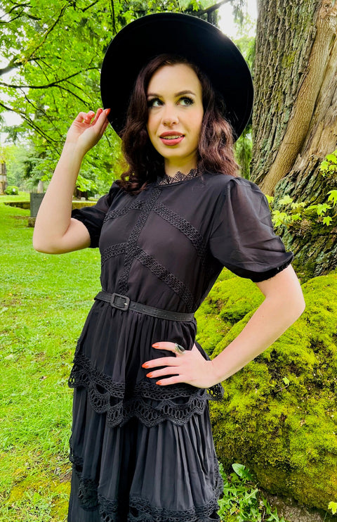 Annabel - Romantic Cottage Goth Tiered Dress
