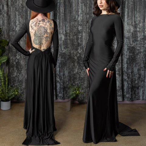 HELENA - Open Back Maxi Dress with Train
