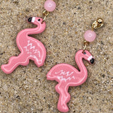 Palm Springs - Flamingo Polymer Clay Dangle Earrings: Handmade, Hand-Painted