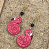 Palm Springs - Retro Flamingo Polymer Clay Dangle Earrings: Handmade, Hand-Painted