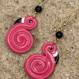 Palm Springs - Retro Flamingo Polymer Clay Dangle Earrings: Handmade, Hand-Painted