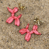 Fun - Balloon Dog Dangle Earrings: Handmade, Hand-Painted Polymer Clay