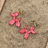 Fun - Balloon Dog Dangle Earrings: Handmade, Hand-Painted Polymer Clay