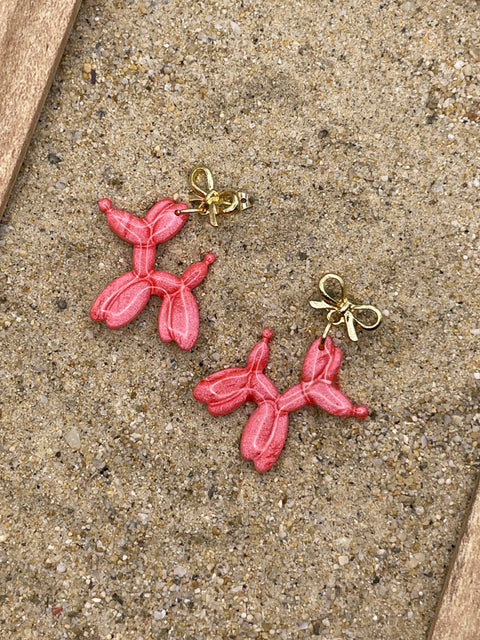 Fun Balloon Animal Polymer Clay Dangle Earrings: Handmade, Hand-Painted