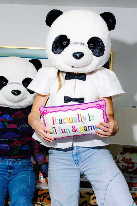 Needlepoint Pillow - It Actually is All Fun And Games