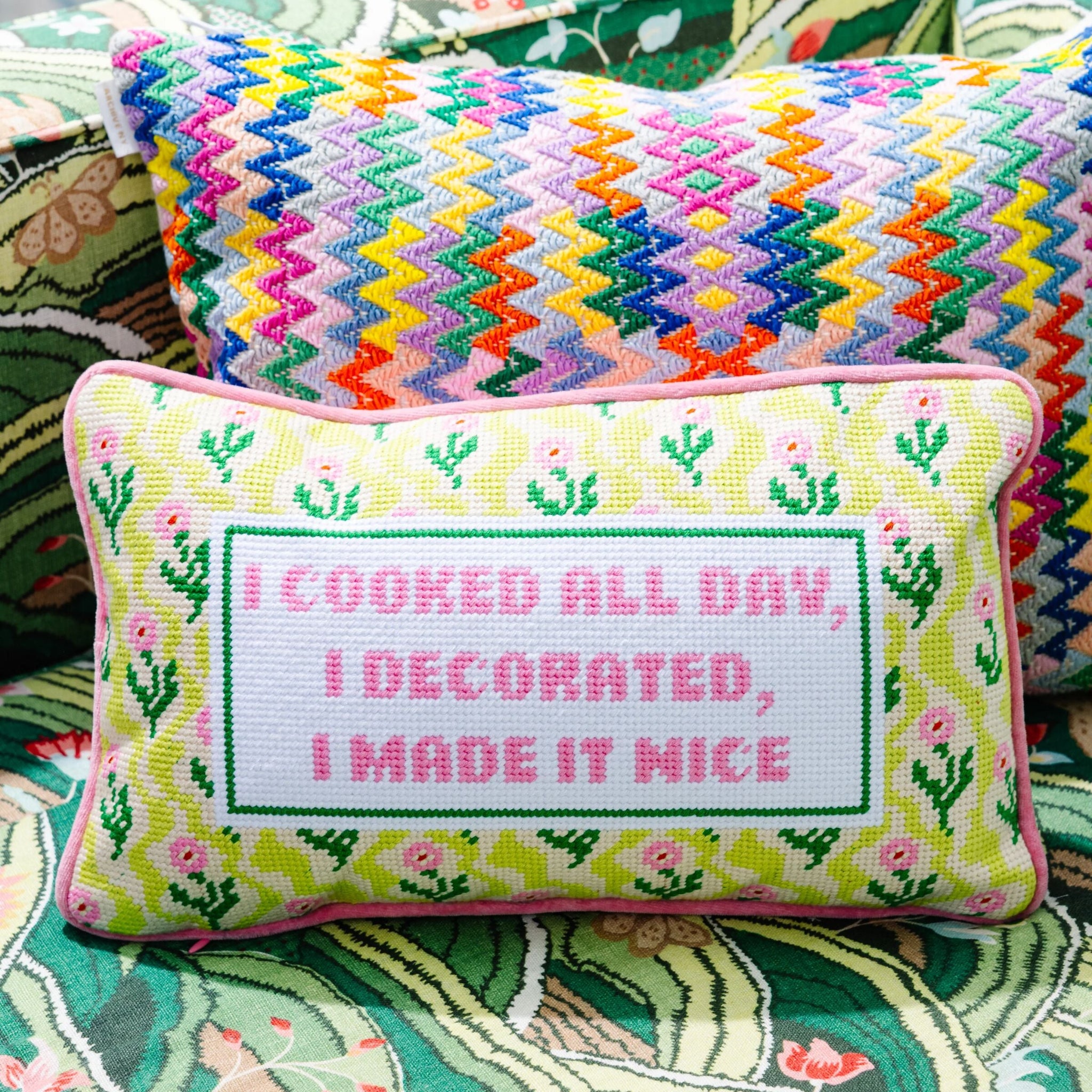 Needlepoint Pillow - I Made it Nice