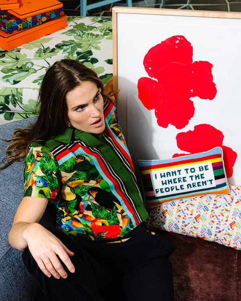 Needlepoint Pillow - I Want to Be Where the People Aren't