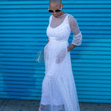 Imogen 1 Tier Ruffle Dress in Diamante Dot
