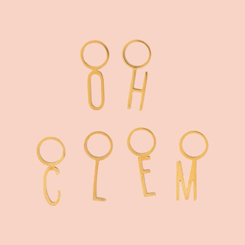 Letters Huggie Hoop Charm (Single)