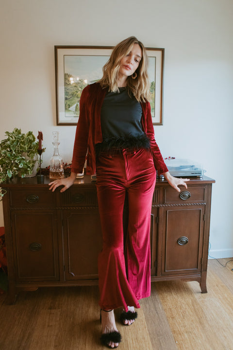 Oxblood Velvet Blazer