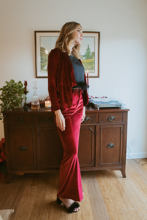 Oxblood Velvet Blazer