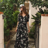 Signature Wrap Dress in Noir Garden