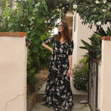 Signature Wrap Dress in Noir Garden