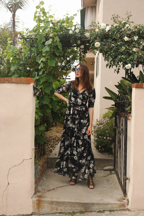 Signature Wrap Dress in Noir Garden