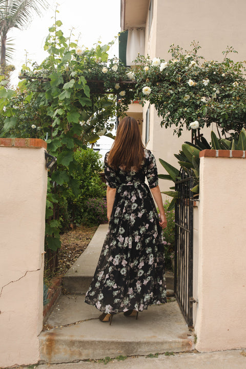 Signature Wrap Dress in Noir Garden