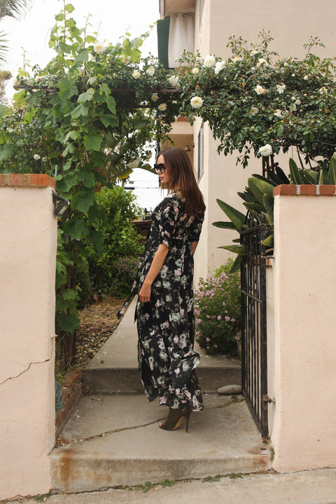 Signature Wrap Dress in Noir Garden