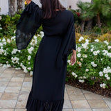 Janys Scarf Sleeve Kimono In Raven