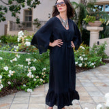 Janys Scarf Sleeve Kimono In Raven