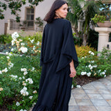 Janys Scarf Sleeve Kimono In Raven