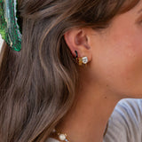 Two Tone Enamel Huggie Hoop Earrings- Black/White or Red/Pink
