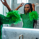 Julianne Sequin Dress in Parakeet Green