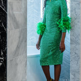 Julianne Sequin Dress in Parakeet Green