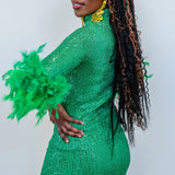 Julianne Sequin Dress in Parakeet Green