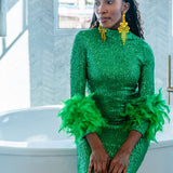 Julianne Sequin Dress in Parakeet Green